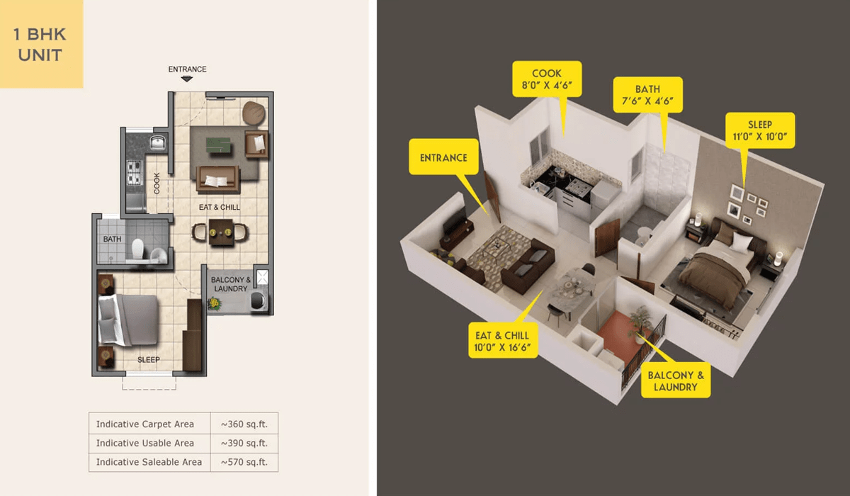 Provident Capella 2BHK Comfort Floor Plan