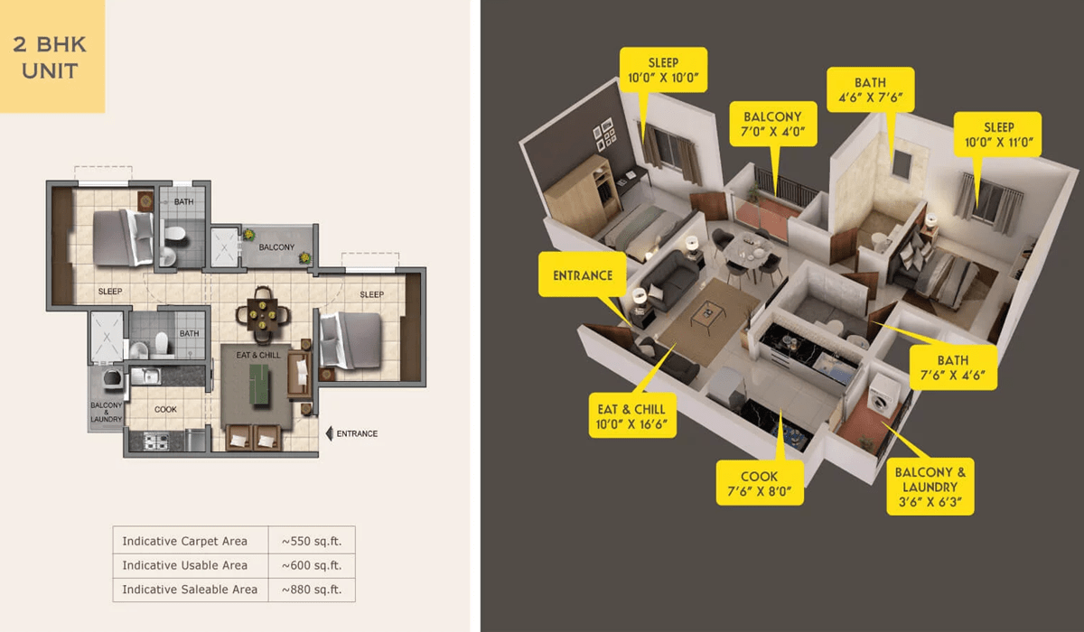 Provident Capella 2BHK Grand Floor Plan