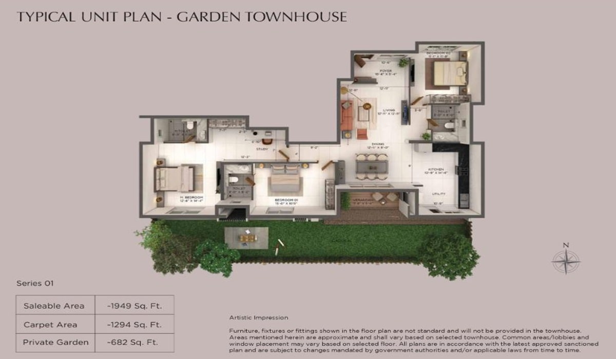 Provident Deansgate 2BHK Grand Floor Plan