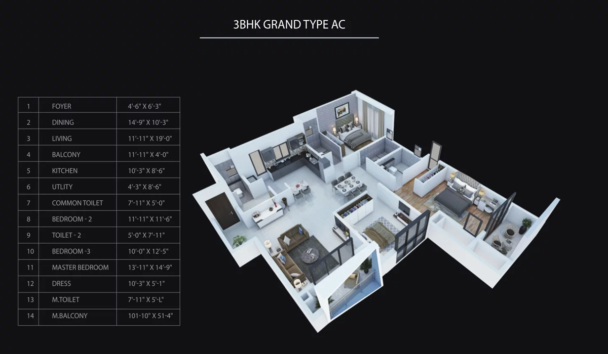 Purva Atmosphere 2,3,4 BHK apartments in Thanisandra Bangalore Floor Plan