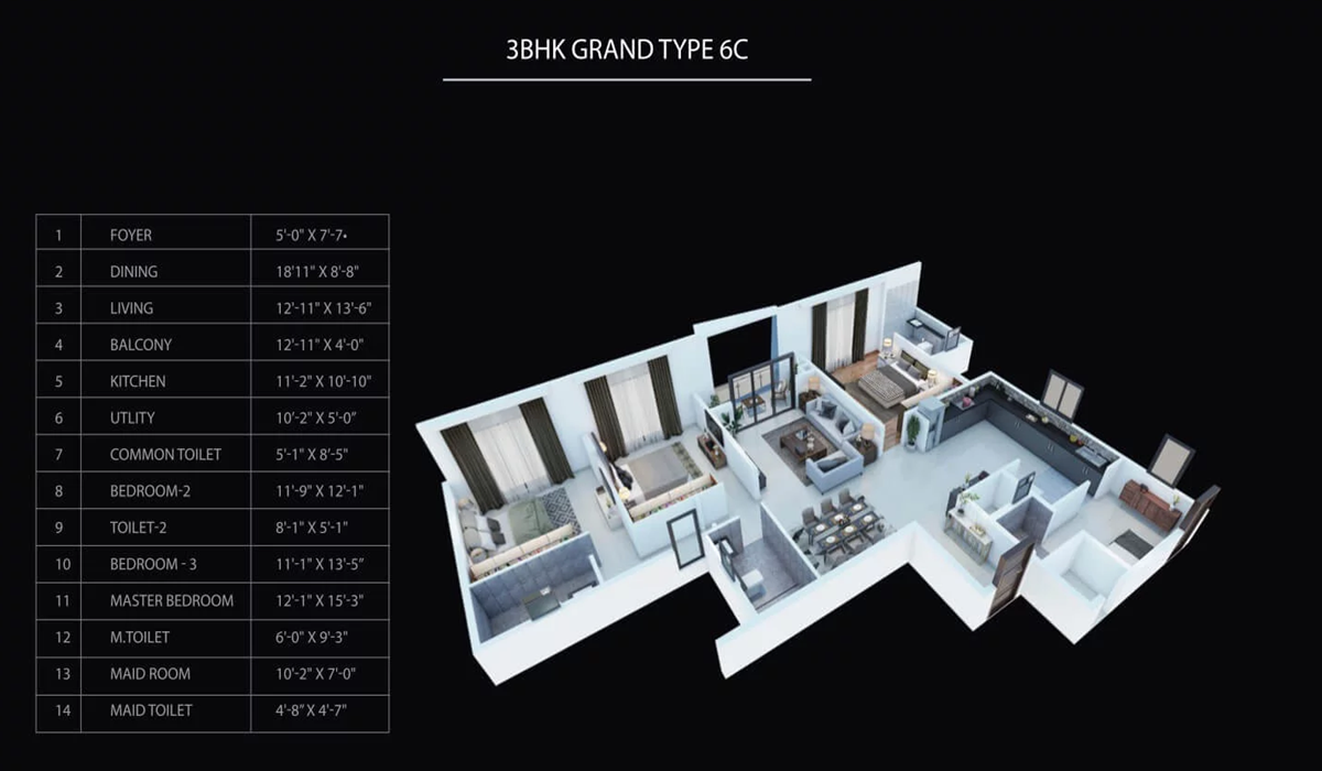 Purva Atmosphere 2,3,4 BHK apartments in Thanisandra Bangalore Floor Plan