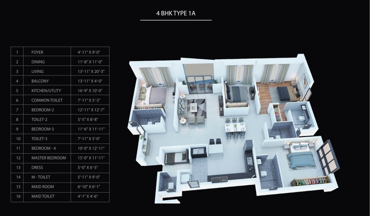 Purva Atmosphere 2,3,4 BHK apartments in Thanisandra Bangalore Floor Plan