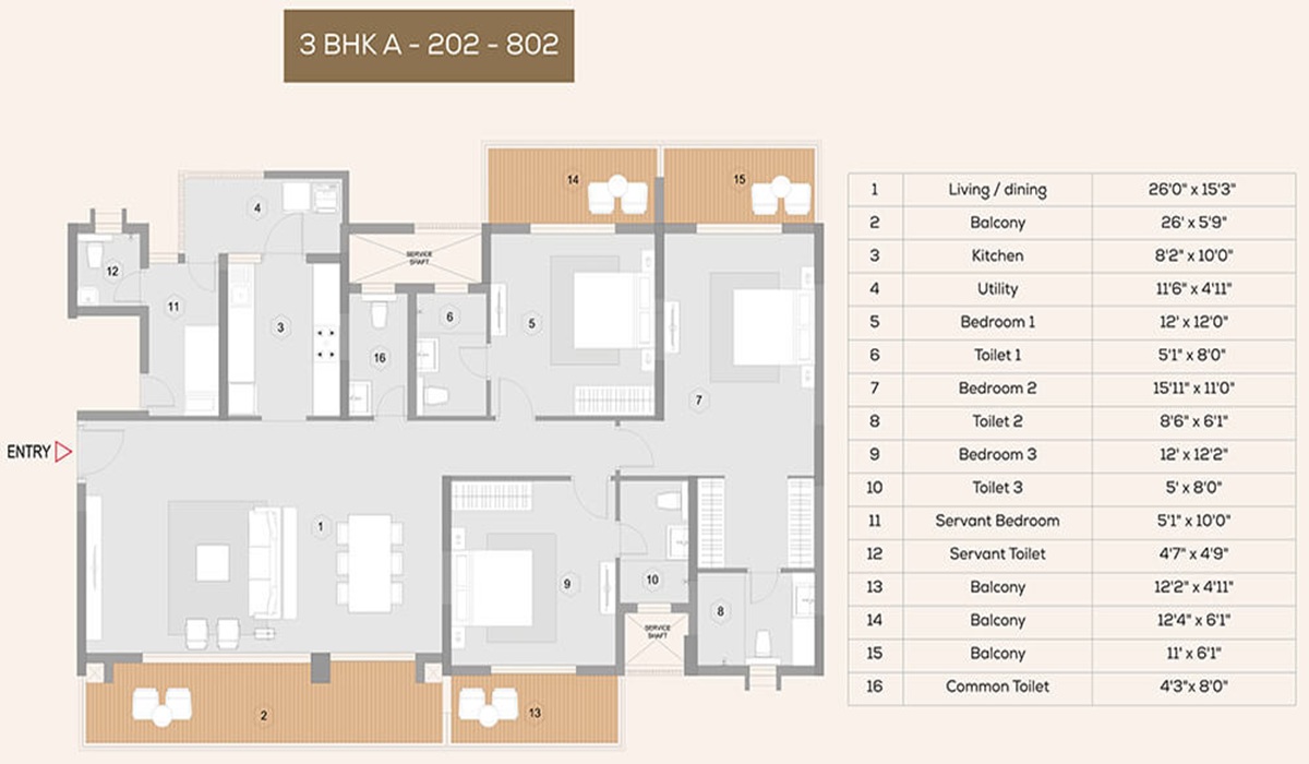 3 BHK luxury flats Purva Meraki Bangalore Floor Plan
