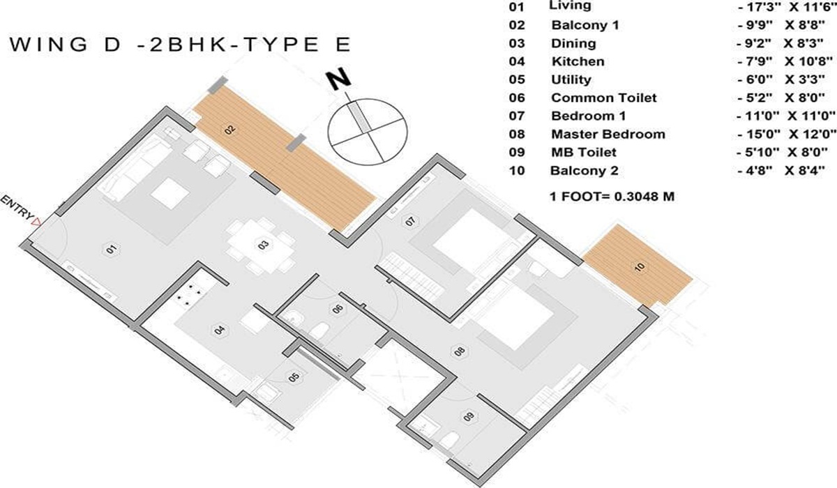 2 BHK Purva Park Hills Bengaluru Floor Plan